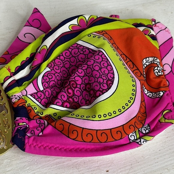 T25 Trina Turk Center Medallion Circular pattern tube top bikini top size 4 - Picture 5 of 15